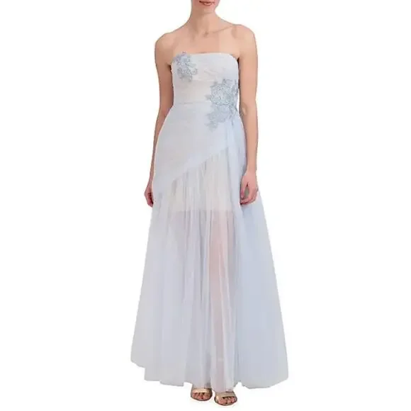 BCBGMAXAZRIA Women's Skyway Strapless Tulle Gown Long Evening Dress Size 2 - Picture 4 of 9